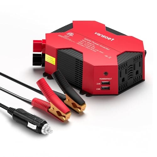 500 Watt Car Power Inverter DC 12V to AC 110V Car Plug Inverter Adapter Power Converter with 4 USB Charging Ports and 2 AC Outlets Car Charger - Image 1