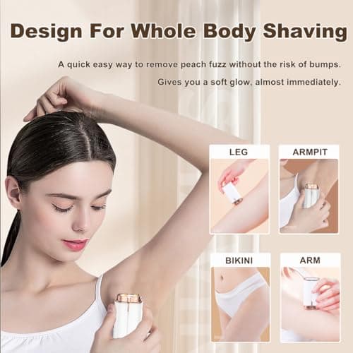 Facial Hair Removal for Women Face, Painless Lady Shaver with LED Light, USB Rechargeable,Dual-Blade, Wet/Dry Electric Razor Hair Remover Device for Arms/Underarm/Peach Fuzz - Thumbnail 4