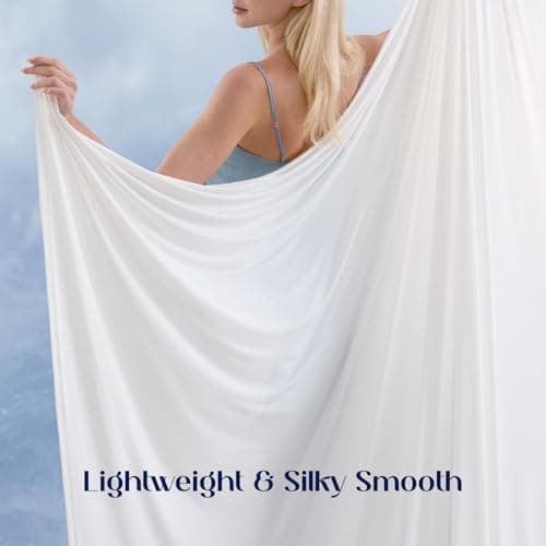 Dream Valley 4 PCS Cooling Sheets Queen Size with 2 Pillowcases,Cloud White - Thumbnail 4