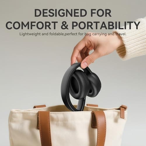 MZYDM Bluetooth Headphones Over Ear, 40 Hours Playtime Wireless Headphones with Microphone,5.3 Bluetooth, HiFi Stereo Foldable Lightweight Headset, for Travel Work Cellphone(Black) - Thumbnail 3