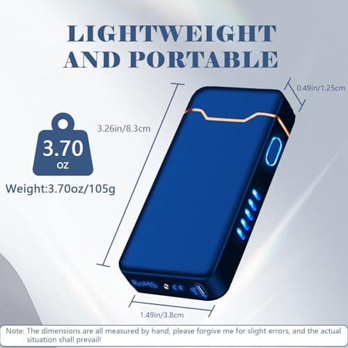 BABOBIU Windproof Lighters Rechargeable Electric Lighters Plasma Lighter with LED Light Power Display Cool Lighter for Fire BBQ Candle Indoors Outdoors (Blue) - Thumbnail 5