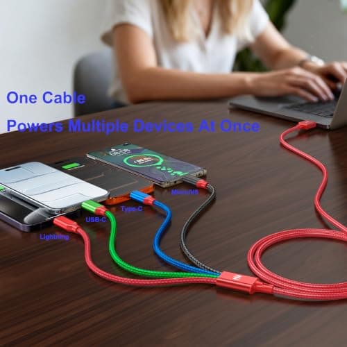 Multi Charging Cable 4ft 2Pack 4 in 1 Charger Cord,Dual Tyep-C Rapid Cable - Thumbnail 5
