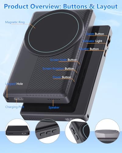 Selfie Monitor Screen for iPhone: Wireless Magnetic Vlog Kit with Touch Screen Focus Adjustment, Support 4K30fps Recording for iPhone 15/16,Back Camera Monitor for YouTube Creators TikTok Live Stream - Thumbnail 5