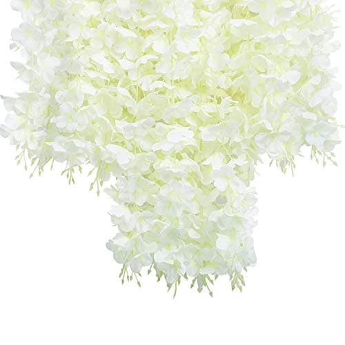 U'Artlines 24 Pack (Total 86.4 Feet) Artificial Fake Wisteria Vine Rattan Hanging Garland Silk Flowers String Home Party Wedding Decor (24, White) - Thumbnail 5