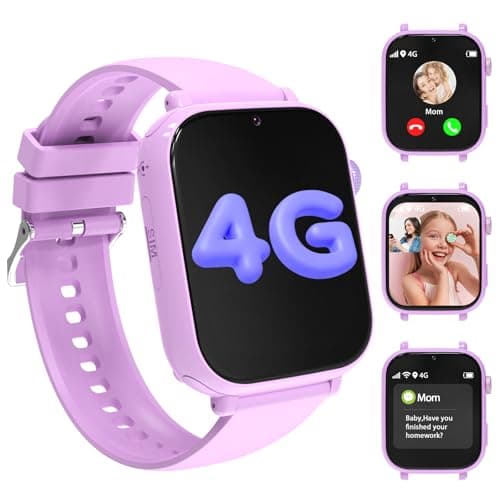 AXYWINBO Kids smart Watches for Girls Boys 4g GPS Call Text-Smart Watch for Kids Game Camera Pedometer Alarm Clock Calculator-Kid Watches for Girls Boys 4-12 Age Gifts Purple - Image 1