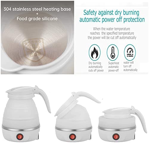 Foldable Electric Kettle, Upgraded Food Grade Silicone,600W 600ML Flash Heat Small Portable Travel Electric Kettle,110V US Plug(Translucent) - Thumbnail 5