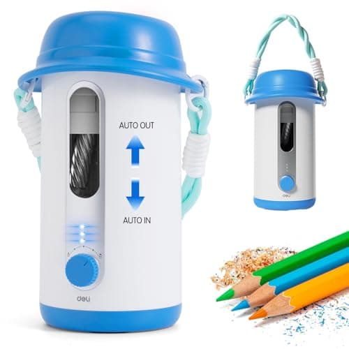 Electric Pencil Sharpener, Low Noise Fully Automatic Pencil Sharpener for Classroom,6.9-10.8mm Colored/Jumbo Pencils, Auto in & Out,Rechargeable Hands-Free Sharpener for Home/Office,Blue
