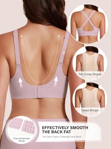 COCOMARTS Jelly Bras for Women No Underwire Seamless Push Up Bra Full Support Comfort Bralettes Wireless Plunge Everyday Bra Pink Medium - Thumbnail 4