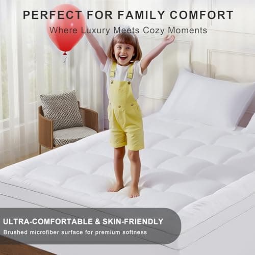 3 Inch Mattress Topper Full Size Breathable Filled Soft Fluffy Supportive for Back Pain Relief, Bed Mattress Pad Pillow Topper with Extra Thick Padded Protector for 8"-21" Deep Pocket - Thumbnail 5
