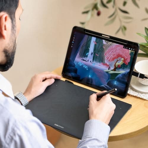 DIGIDRAW T610 Drawing Tablet 10x6 Inch, Paper-Like Graphics Tablet with 16384 Levels Battery-Free Stylus, 8 Shortcut Keys Art Pad for Painting, Illustration & OSU Gaming, Mac/PC/Android/Chromebook - Thumbnail 2