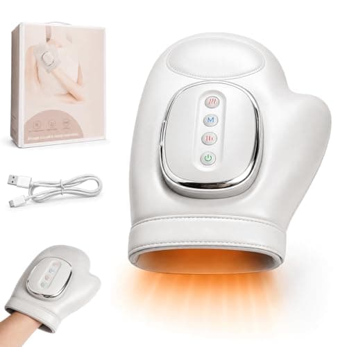 TRSAIM Hand Massager with Heat and Compression, Cordless Electric Hand Massager for Arthritis & Carpal Tunnel Relief, 3 Massage Modes 5 Intensity Levels, Portable Finger Palm Wrist Therapy Glove,Gift