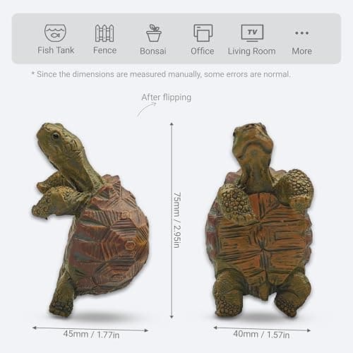 THXTYVM Mini Turtle Statue Miniature Tortoise Figurine Plant Pot Hanger, Realistic Resin Climbing Turtle Ornament Garden Decor for Bonsai Succulents Aquariums, Creative Gift for Plant Parents - Thumbnail 2