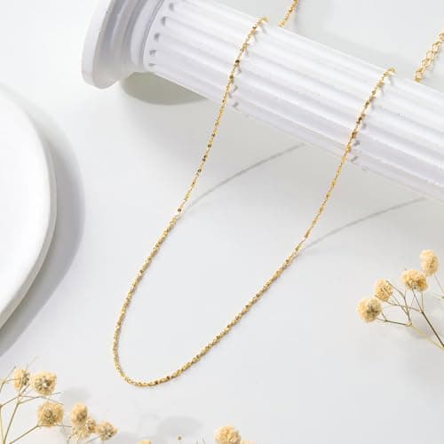 BAYLAY Gold Chain for Women - 18K Gold Plated Chain Necklace Dainty Gold Necklace for Women Gold Jewelry Gifts for Women Size 16 inch - Thumbnail 5