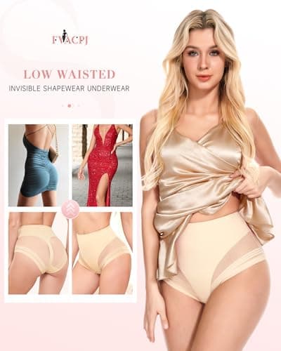 FVACPJ Shapewear Tummy Control Panties - Womens Shaping Underwear Compression Briefs Low Rise Cincher Bodyshaper Girdle Panty Nude - Thumbnail 3