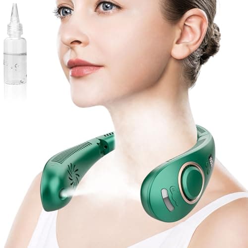 Personal Fans for Your Neck,Folding Neck Fan with Mist Spray Rechargeable Usb-C 5 Speeds,Light Weight Neckband Cooling Water Misting Fans that Blow Cold Air,Cordless Compact Fan for Adults Kids Labor - Image 1