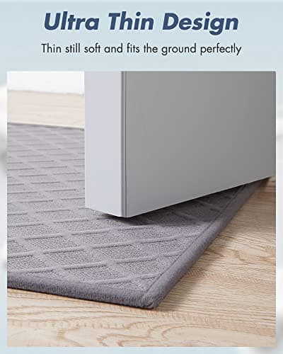 AMOAMI Bath-Mat,Ultra Thin Bath-Rugs Runner,Rubber Backed Bath Mats for Bathroom Non Slip,Absorbent Bath Rug for Bathroom Floor, Shower, Sink 2'x 4'(24" x 47") Grey - Thumbnail 4