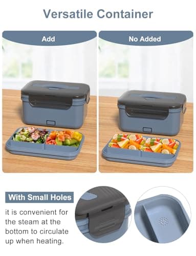 Electric Lunch Box Food Heater, New 100W Portable Food Warmer, Heated Lunch Box for Adults Car/Home with 1.8L Removable Stainless Steel Container, Christmas White Elephant Gifts, 12V/24V/110V/220V - Thumbnail 5