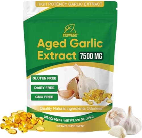 RIOWEGO Aged Garlic Extract Softgels,Odorless Allium Sativum Antioxidant Supplement for Heart & Immune Support, Vegetarian, Non-GMO,2 Year Matured for Antioxidant Wellness-300 Count - Image 1