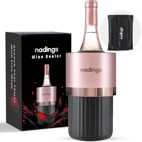 Nadings Iceless Wine Chiller - Keeps Cold 6+ Hours, Portable Vacuum Insulated Stainless Steel Champagne Cooler, Fits Most Wine Champagne & Liquor Bottles, Perfect Gift for Wine Lovers (Rose Gold) - Image 1