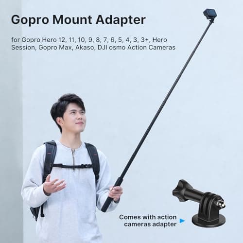 59in Invisible Selfie Stick Tripod for Insta360 X5/X4/X3/ONE X2/GO 3s/DJI Osmo 360, ULANZI TT52 Extension Pole Adjustable Waterproof Handle Grip for GoPro, DJI Osmo Pocket 3 Action 5 Pro/4 - Thumbnail 6