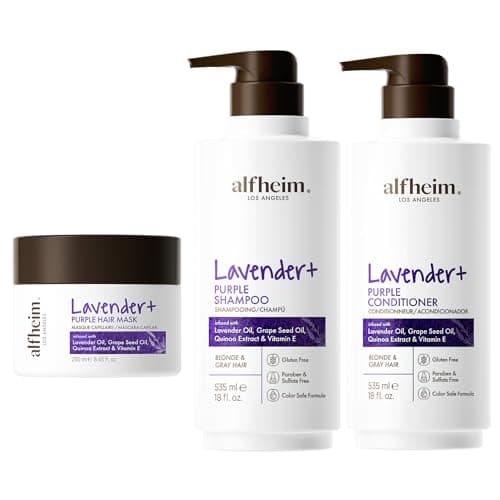 Lavender+ Hair Care Set | Purple Shampoo + Conditioner + Hair Mask for Blonde, Silver & Highlighted Hair | Anti-Brass, Deep Repair, Moisture Boost | Sulfate-Free, Color-Safe | Holiday Gift Set