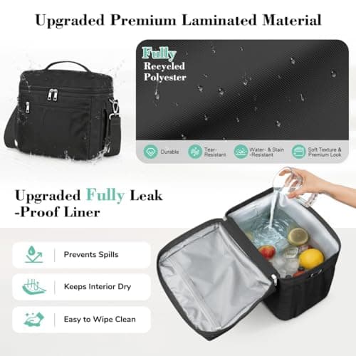 DALINDA Insulated Lunch Bag Lunch Box for Women Men,Leak-Proof Cooler Bag Lunchbox Lightweight for Work Picnic,Study,Beach,Camping,Travel - Thumbnail 3