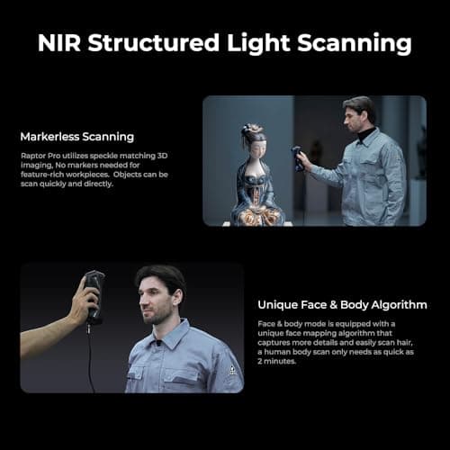 Creality 3D Scanner Raptor Pro for 3D Printing, Handheld 3D Scanner 0.02mm Accuracy, 22+7 Blue Laser & NIR, 60fps High-Speed & 5MM to 4M Objects, 24-Bit Full-Color Scanning for Windows macOS - Thumbnail 4