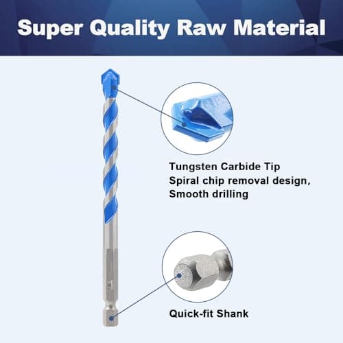 BRSCHNITT Carbide Drill Bit Set - Dry Drill Bit Set for Masonry, Concrete, Bricks, Wood, Plastic etc(8MM*10 Quick-fit Shank) - Thumbnail 2
