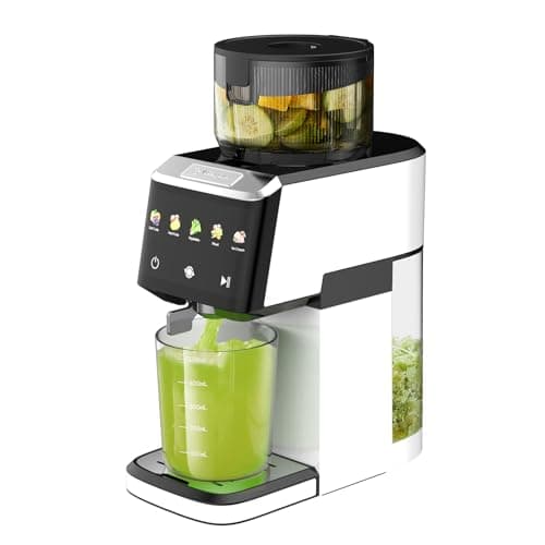 CFR606-1 Cold Press Juicer Machines,Touch Sensing Function,Double Filter Screen,5.3"Wide Feed Chute,350W Slow Masticating Juicer for Whole Vegetables & Fruits,Easy to Clean(White)