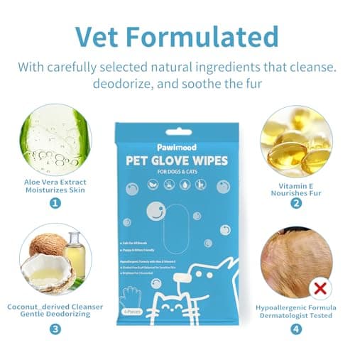 Pawimood Hypoallergenic Pet Grooming Wipes for Dogs & Cats - Coconut Oil Cleaning & Deodorizing Bathing Wipes with Hydrating Formula for All Body Parts,Dog Cleaning Wipes Remove Odor (3 Pack) - Thumbnail 3