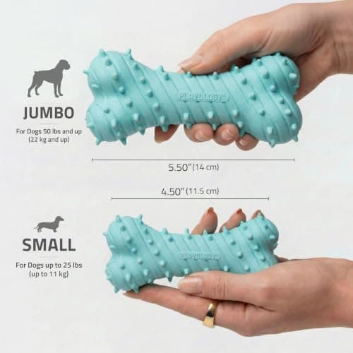 Playology Dog Toys | Puppy Toy Teething Bone Designed for Young & Active Dogs | Jumbo Peanut Butter Scented Toy Made from Non Toxic Materials - Thumbnail 5