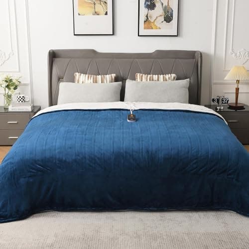 WOOMER Electric Heated Blanket, Soft Flannel Fast Heated Throw Blanket with Multi-Color Option, Twin Size 62"x 84", 10 Heating Levels & 0.5-12H Auto Off, Over-Heat Protection - Image 1