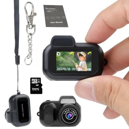 Gsnagole Keychain Camera, World's Smallest 1080P HD Mini Camera, Retro Portable Mini, 100 Mins Battery Life, for Students, Kids (16G)