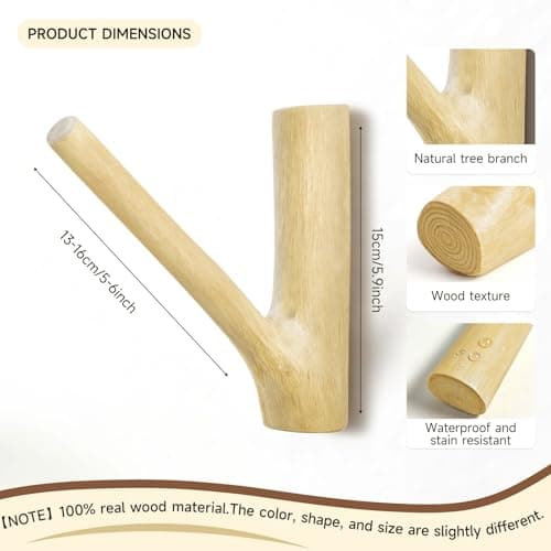 Wooden Toilet Paper Holder Wall Mount- Self Adhesive Bathroom Tissue Roll Holder, Retro Bohemian Farmhouse Style, No Drilling for Small Spaces Bathrooms RVs and More - Natural Wood Color - Thumbnail 3