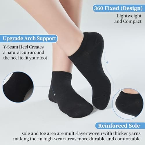 Corlap Women's Ankle Cotton Socks - No Show Low Cut Athletic Running Soft Thin White Socks 6 Pairs - Thumbnail 4