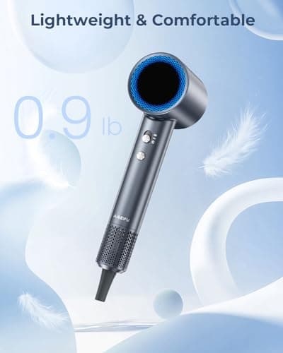 Hair Dryer, 150000 RPM Professional High-Speed Blow Dryer, Negative Ionic Hair Dryer for Fast Drying, Low Noise Thermo-Control HairDryer with Magnetic Nozzle for Home Travel Women Man - Thumbnail 4