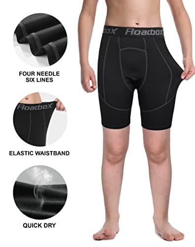 Roadbox Youth Boys Compression Shorts - Spandex Athletic Performance Underwear, Kids Running Base Layer for Football Baseball - Thumbnail 5