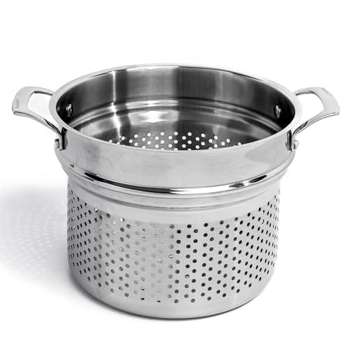 BergHOFF Professional Tri-ply 18/10 Stainless Steel Pasta Strainer Insert 9.5" Safe Grip Handle Fast, Even Heat, Dishwasher safe - Image 1