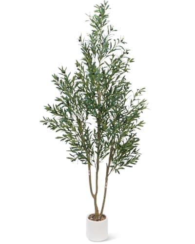 Sillaff Olive Tree 8FT Fake Tree Faux Plants Indoor with Pot Artificial Tree Nearly Natural Olive Branches and Fruits for Living Room Home Office Decorations - Image 1