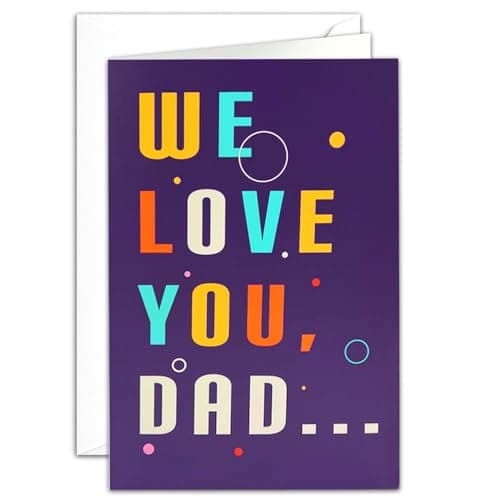 Oeyliz Fathers Day Card for Dad from Daughter Son Happy Fathers Day Gift from Wife Happy Father's Day Cards for Husband First Fathers Day Card with Envelopes and Stickers (Dark Purple)