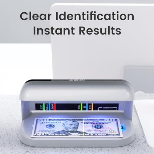 Aneken AL-17 Counterfeit Bill Detector with UV LED Light, Advanced UV Counterfeit Money Detector with Card & ID Detection, Suitable for All Currencies in the World, Silver - Thumbnail 3