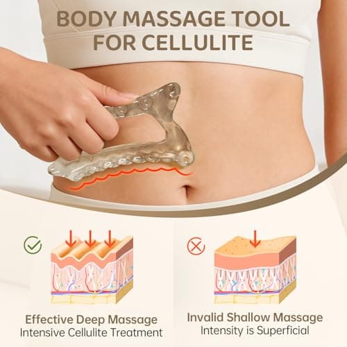 InfiniteRelax 6-in-1 Resin Body Gua Sha Facial Tools - Lymphatic Drainage Tool, Face Gua Sha Tool & Acupressure Tool - Body Guasha Tool, Trigger Point Massage Tool Fascia &Cellulite Massager(Amber) - Thumbnail 5