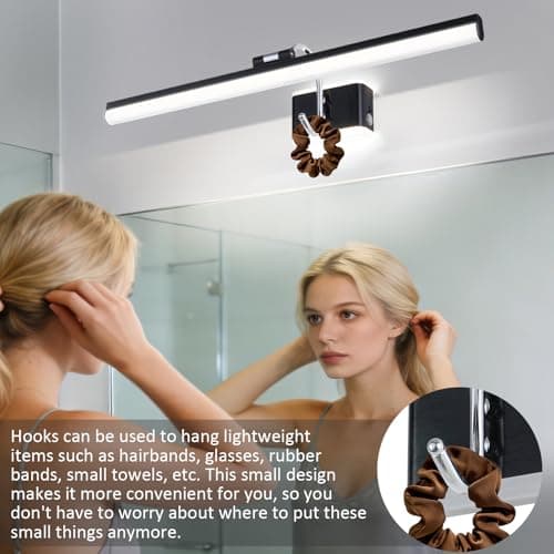 TYhogar Modern Bathroom Light Fixtures 23 inch Led Vanity Lights,11W,Rotatable,Black BAR Bathroom Lighting fixtures Over Mirror,4000K Daylight Dimming Wall Light Fixtures for Bedroom - Thumbnail 2
