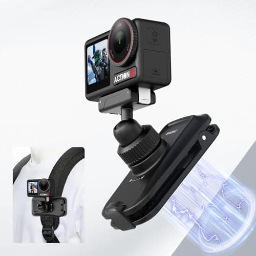 BRDRC Magnetic Quick Release Backpack Clip Mount, 360° Rotating Shoulder Bag Strap Clip Mount for DJI Osmo Action 5 Pro/4/3/360, Portable Bag Holder Action Camera Accessories - Image 1