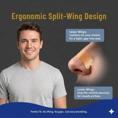 Upgraded Anti-Slip Nasal Strips for Breathing-Extra Strength Ergonomic Nose Strips,Nasal Strips for Snoring & Nose Strips for Better Breathing,Strong Adhesive Comfort Fit Improves Sleep (30 Pack) - Thumbnail 5