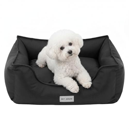Marchul Waterproof Dog Bed, Faux Leather Cat Sofa Bed, Washable Pet Couch with Non-Slip Bottom for Small Medium Dogs & Cats, 24.4 × 18.5in Black