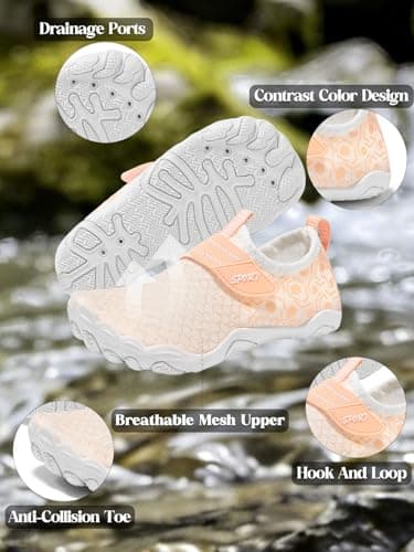 Coutgo Girls Water Shoes Slip On Hiking Outdoor Aqua Shoes Quick Dry Lightweight Beach Swim Sports Shoes - Thumbnail 5