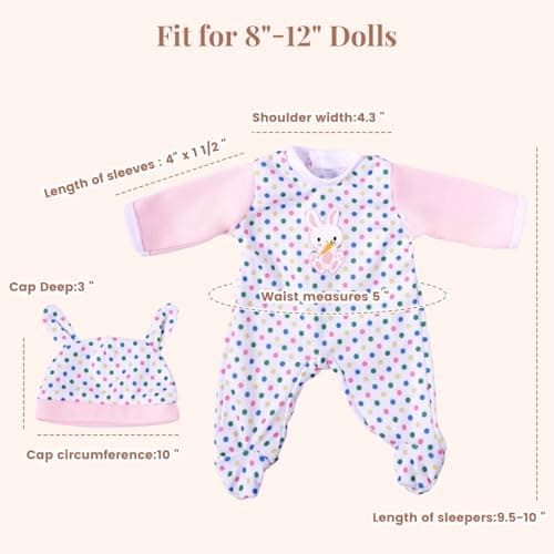 BABESIDE Alive Baby Doll Clothes for 8-12 Inch Dolls, 3 Set Doll Clothes Outfits, Baby Doll Accessories Romper Suit, Coat and Hat for Baby Dolls,Easter Pretend Play Accessories for Kids 3+ - Thumbnail 6