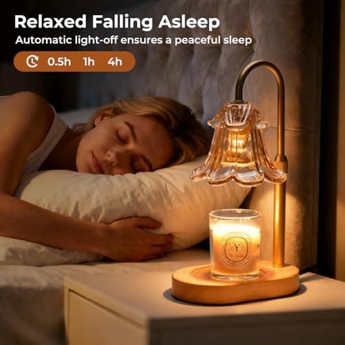 Lsctiff Candle Warmer Lamp with Timer Dimmable, Wax Melt Warmer Adjustable Height, Flower Warmer Lamp with 2 Bulbs for Jar Candles, House Warming New Home Decor, Gift for Mom Women (Amber) - Thumbnail 2