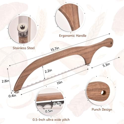 Bow Bread Knife for Homemade Bread – 15.7" Sourdough Bread slicer for Homemade Bread, Bread Cutter with Sharp Serrated Blade, Mothers Day Gifts for Mom, Bow Design Easy to Cutting Even Slices - Thumbnail 5